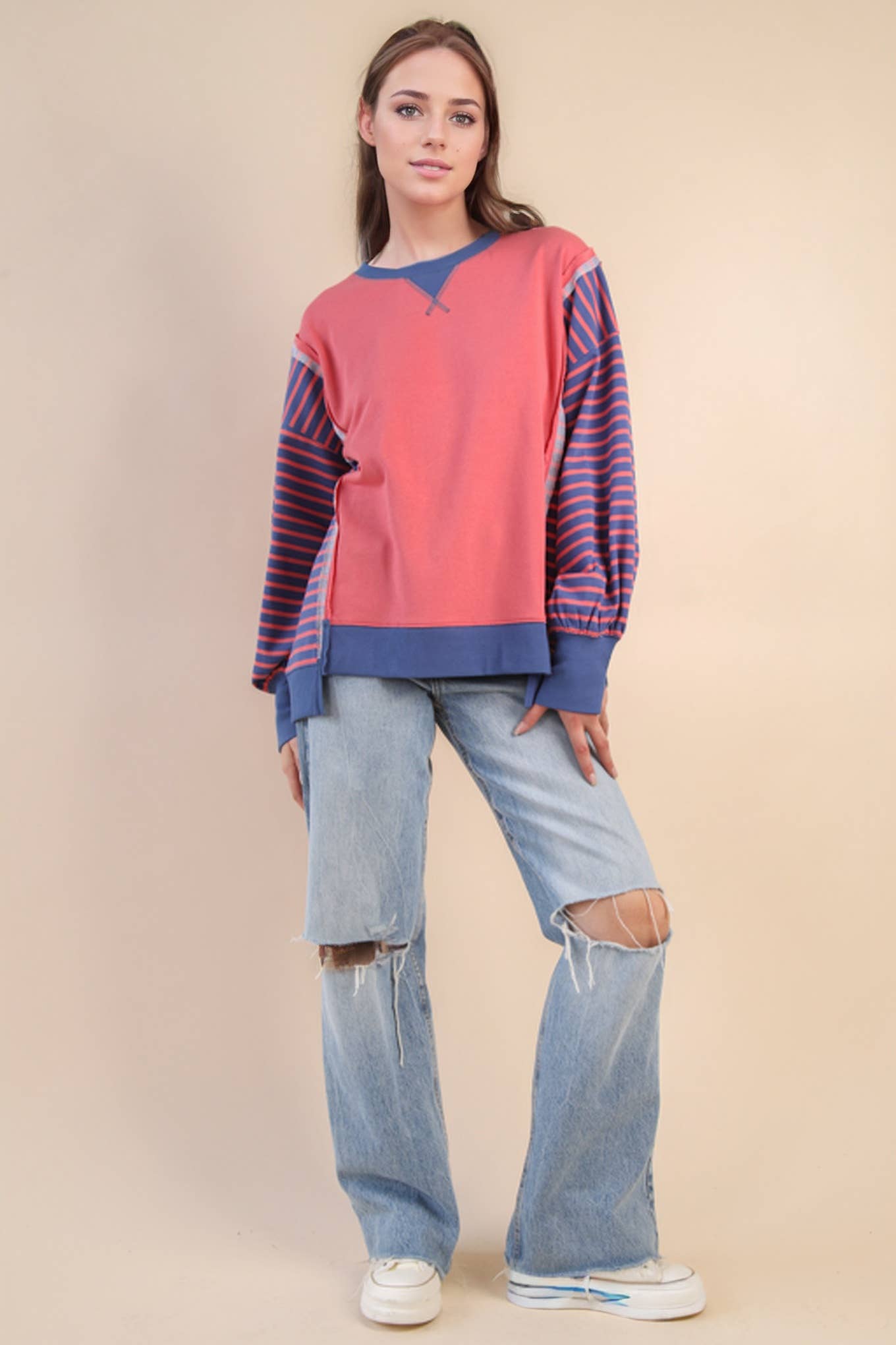 Oversized Striped Casual Knit Top
