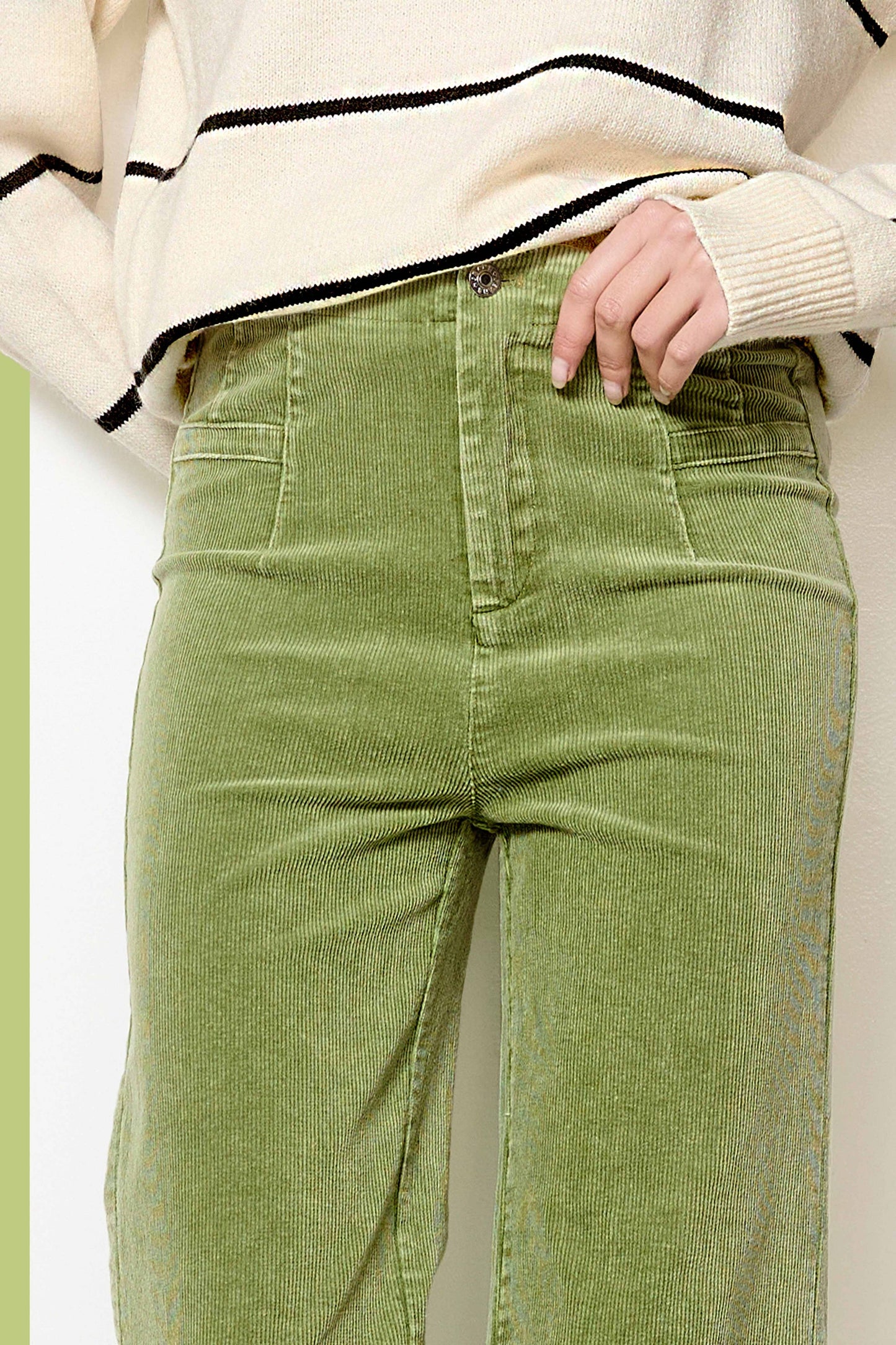 Mineral Washed High Waisted Wide Leg Corduroy Pants