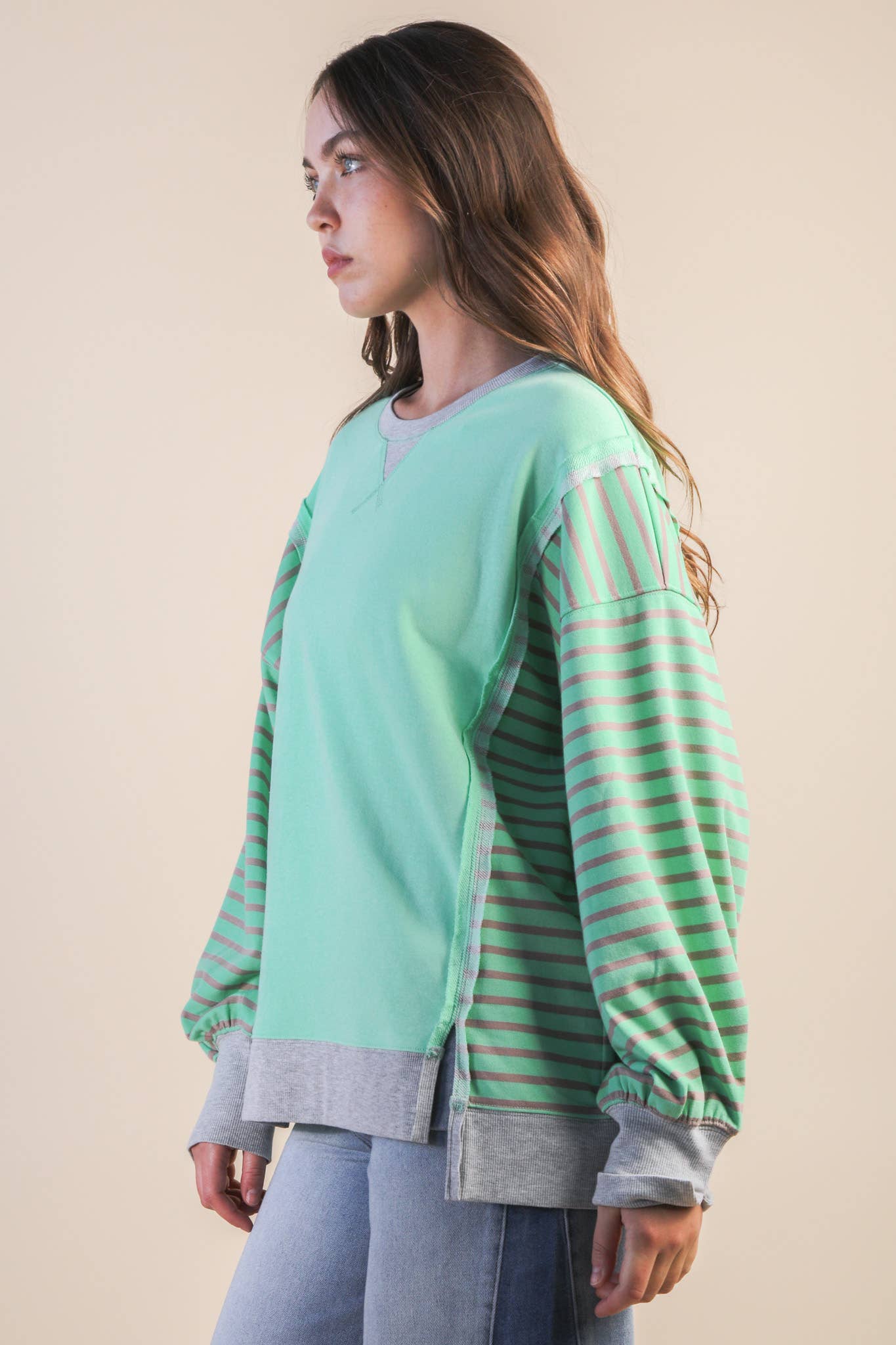 Oversized Striped Casual Knit Top