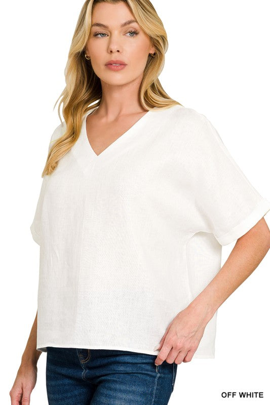 Linen V-Neck Top