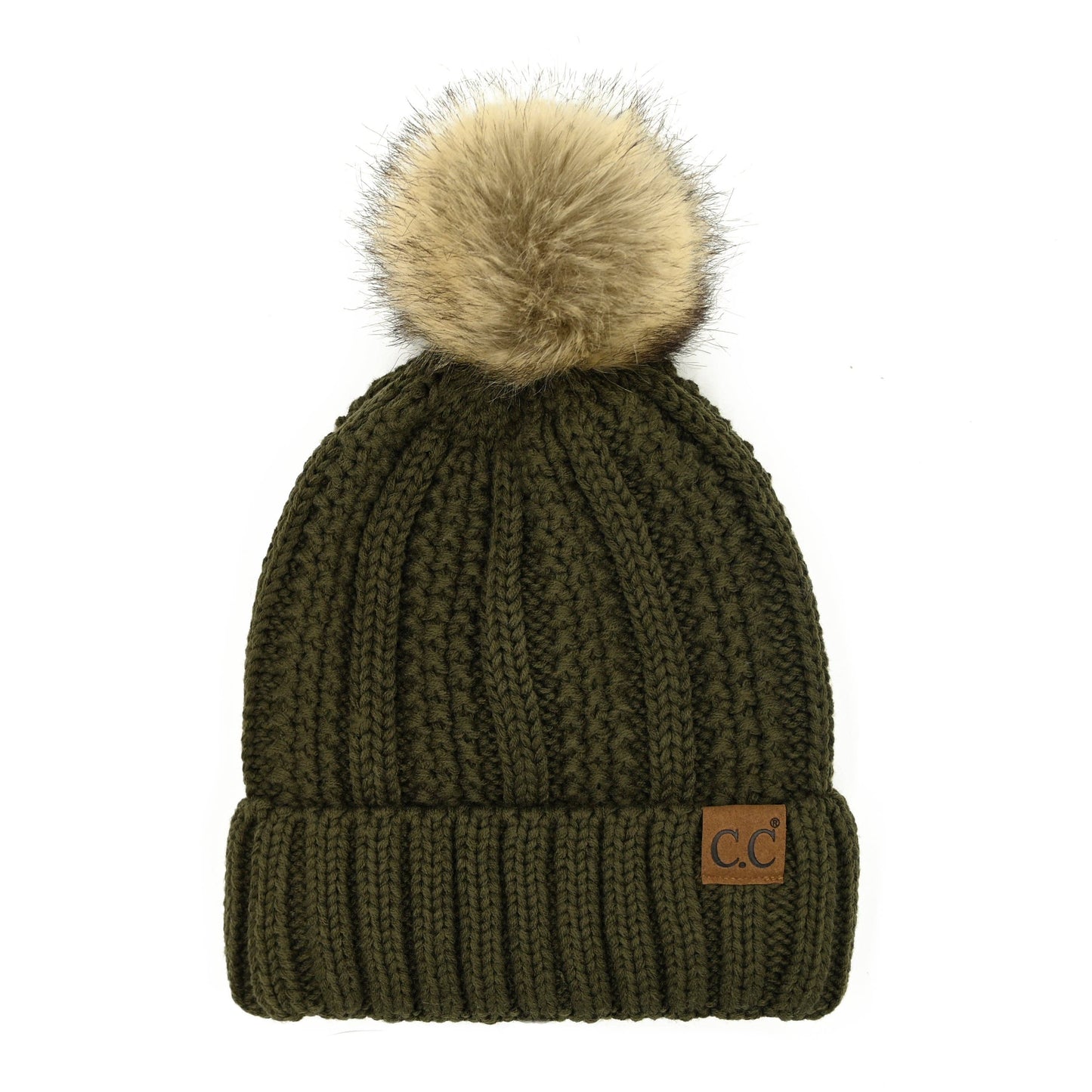 CC Bold Faux Fur Accented Beanie ( YJ-820 )