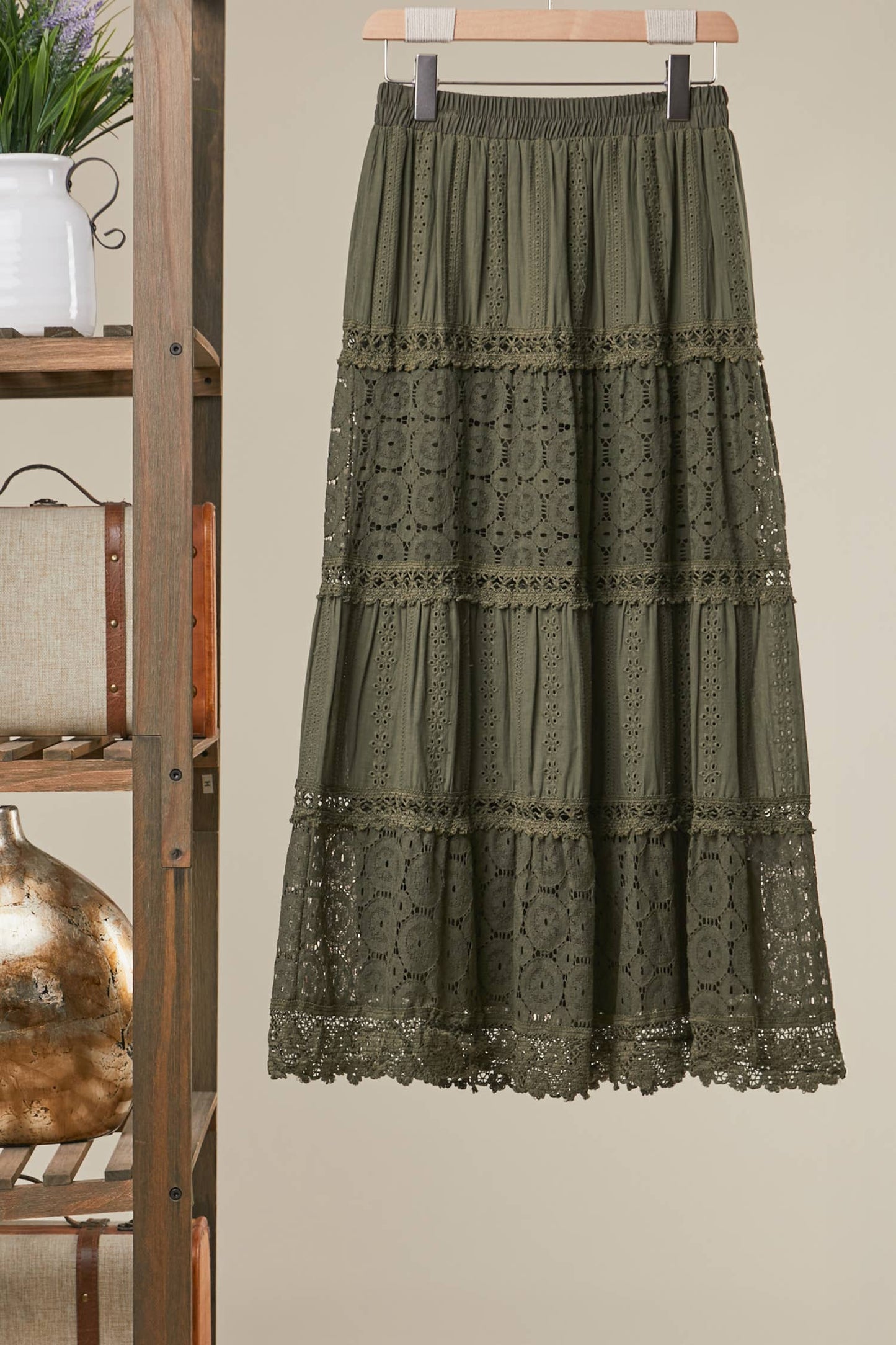 Maxi Skirt with Lace Trim