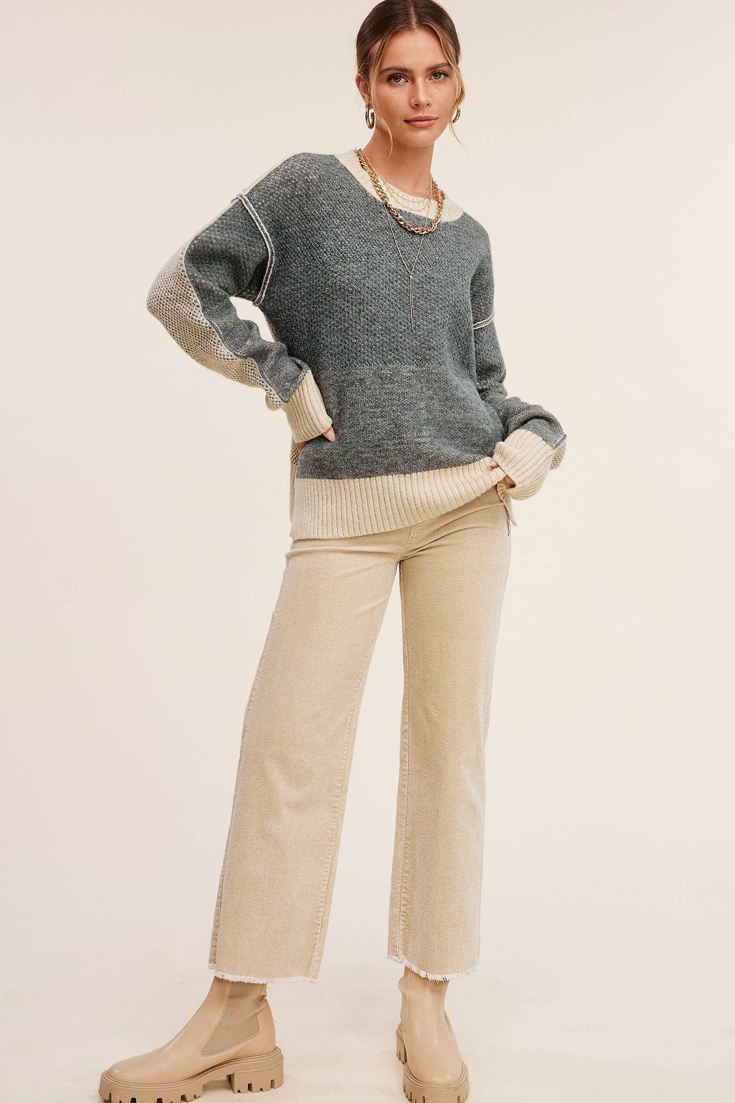 Mineral Washed High Waisted Wide Leg Corduroy Pants