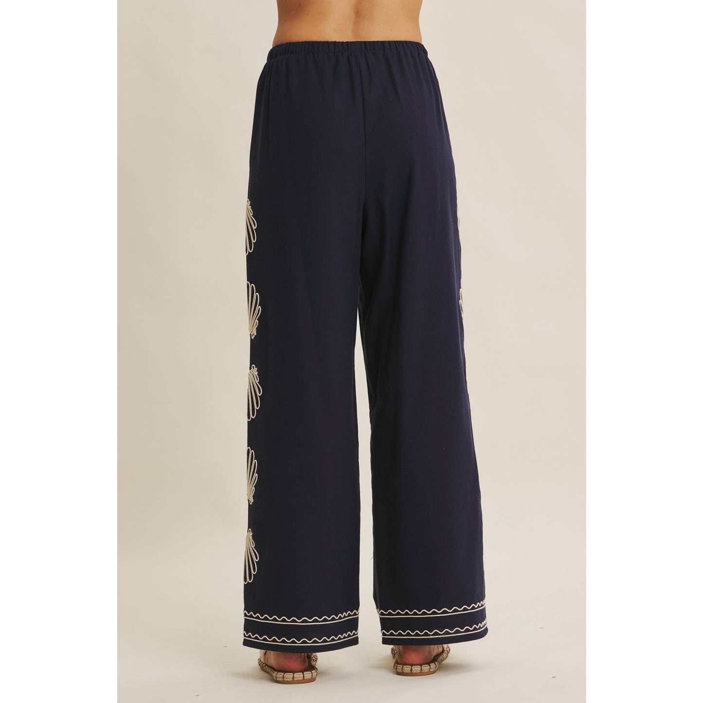 LUXURY COASTAL SEASHELL EMBROIDERED PANTS