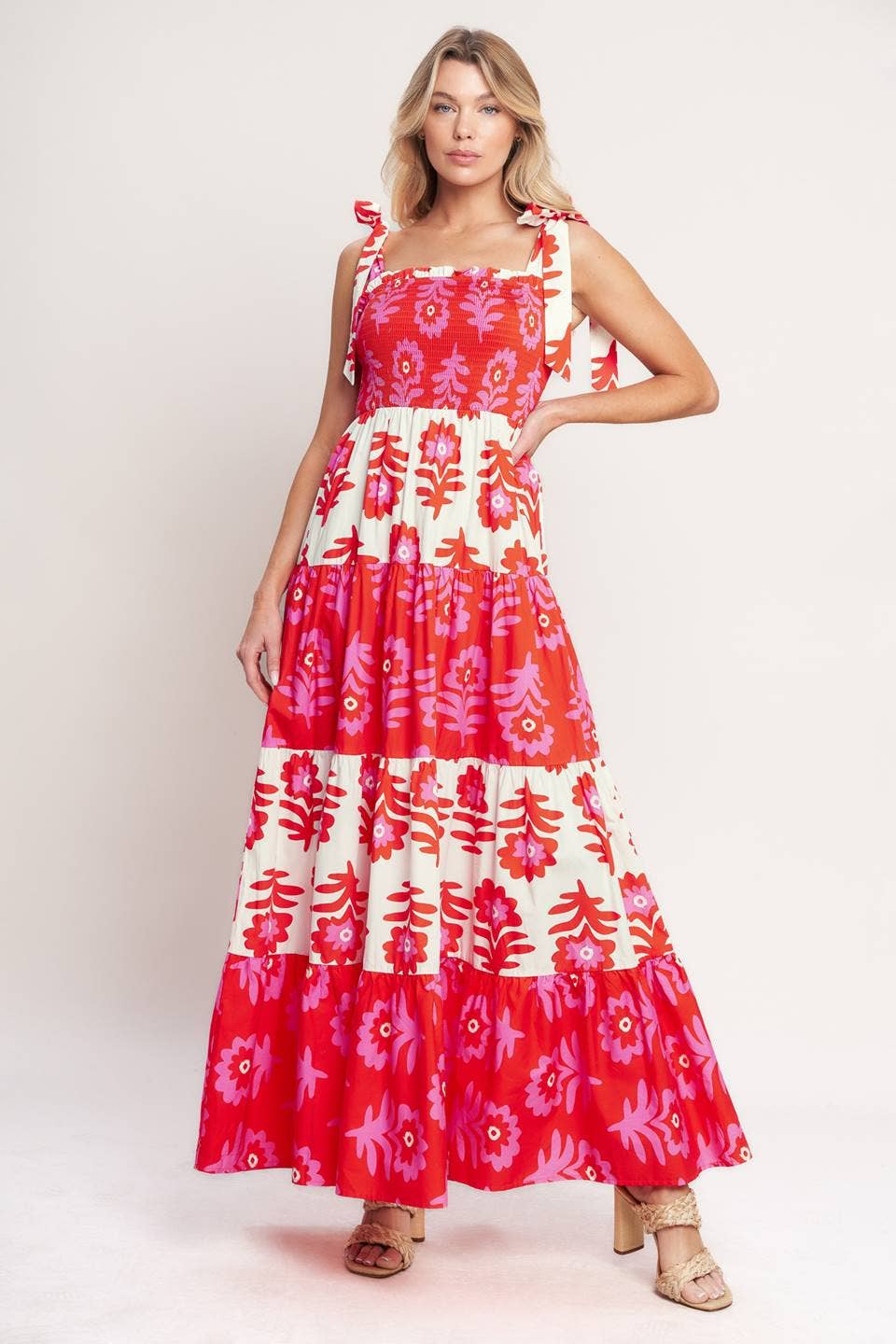 Blue Printed Woven Maxi Dress