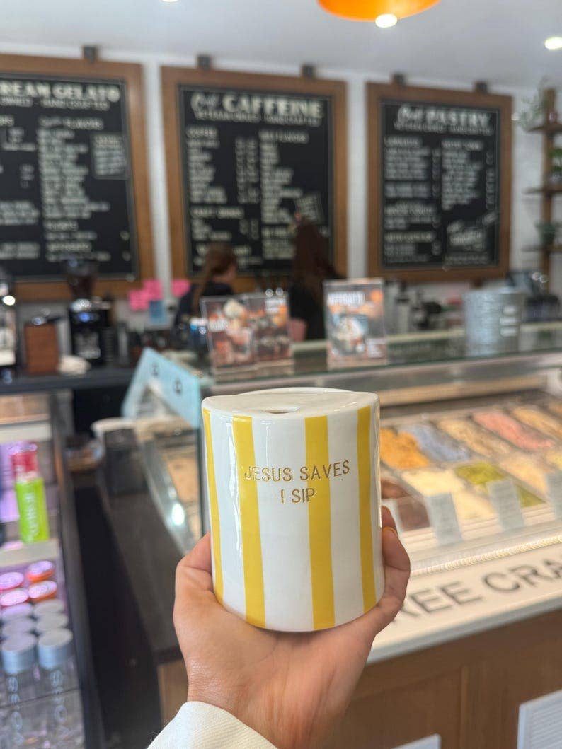 | "Jesus Saves I Sip" Coffee Cup