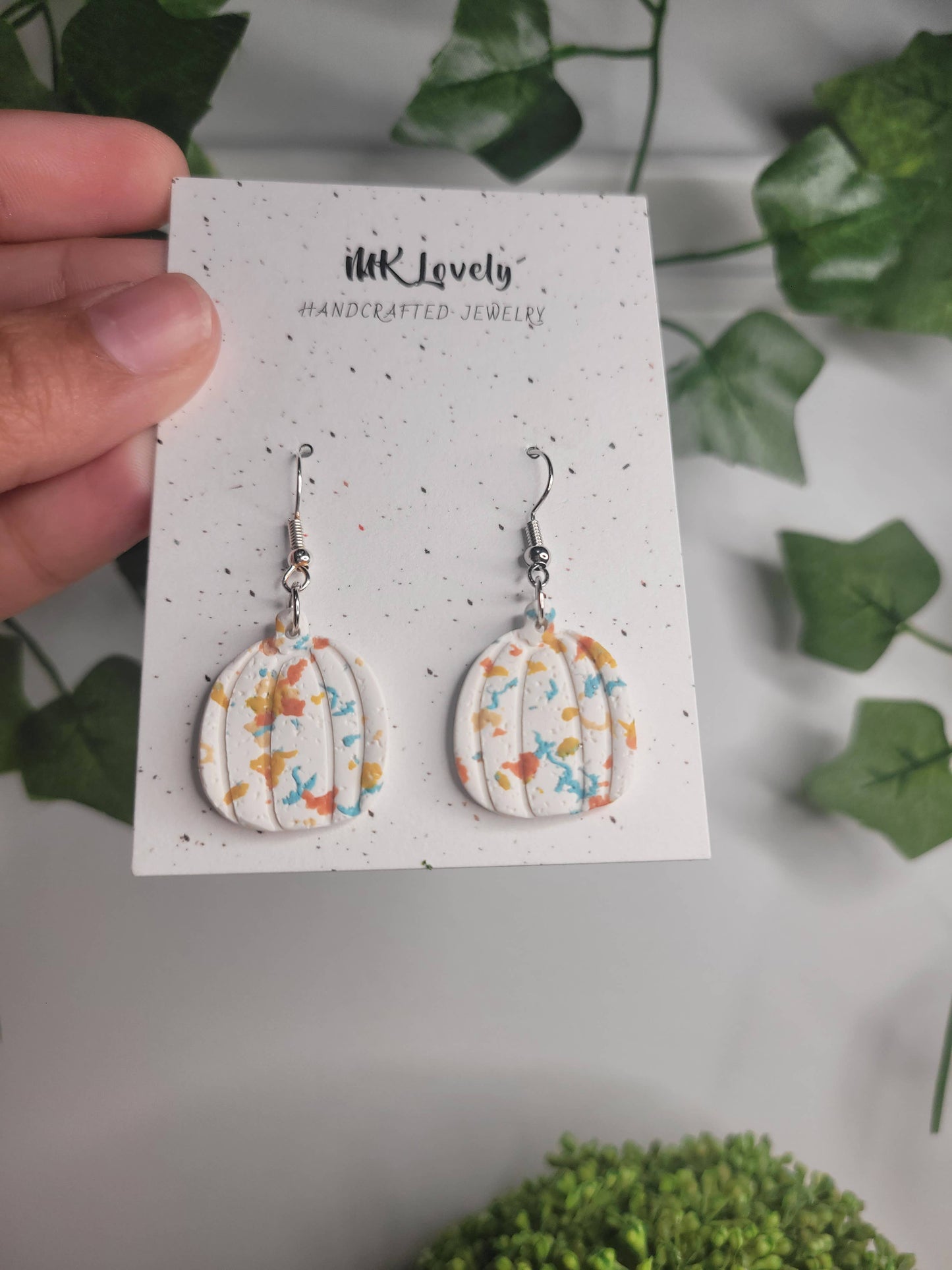 Fall Fetti White Pumpkin Dangles