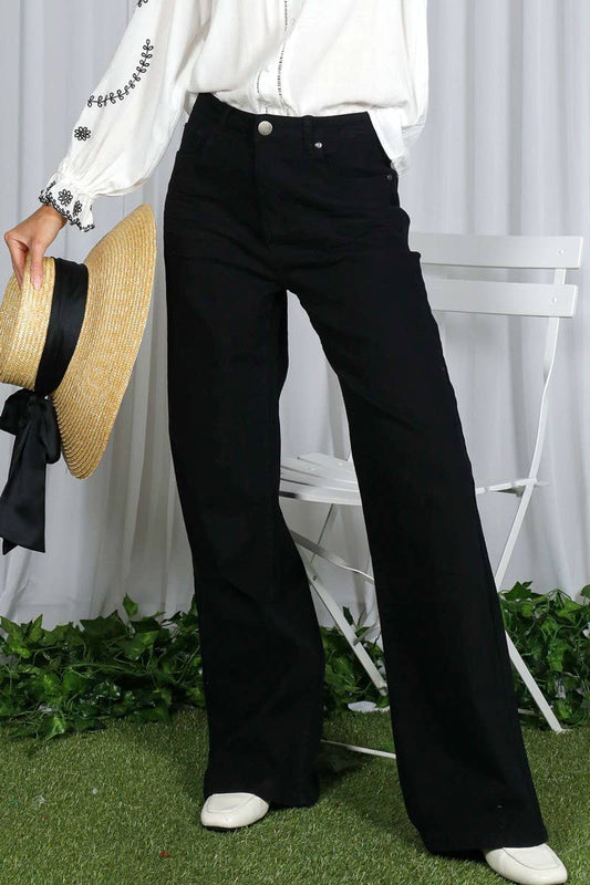 Wide & Loose Straight Leg Cotton Span Long Pants