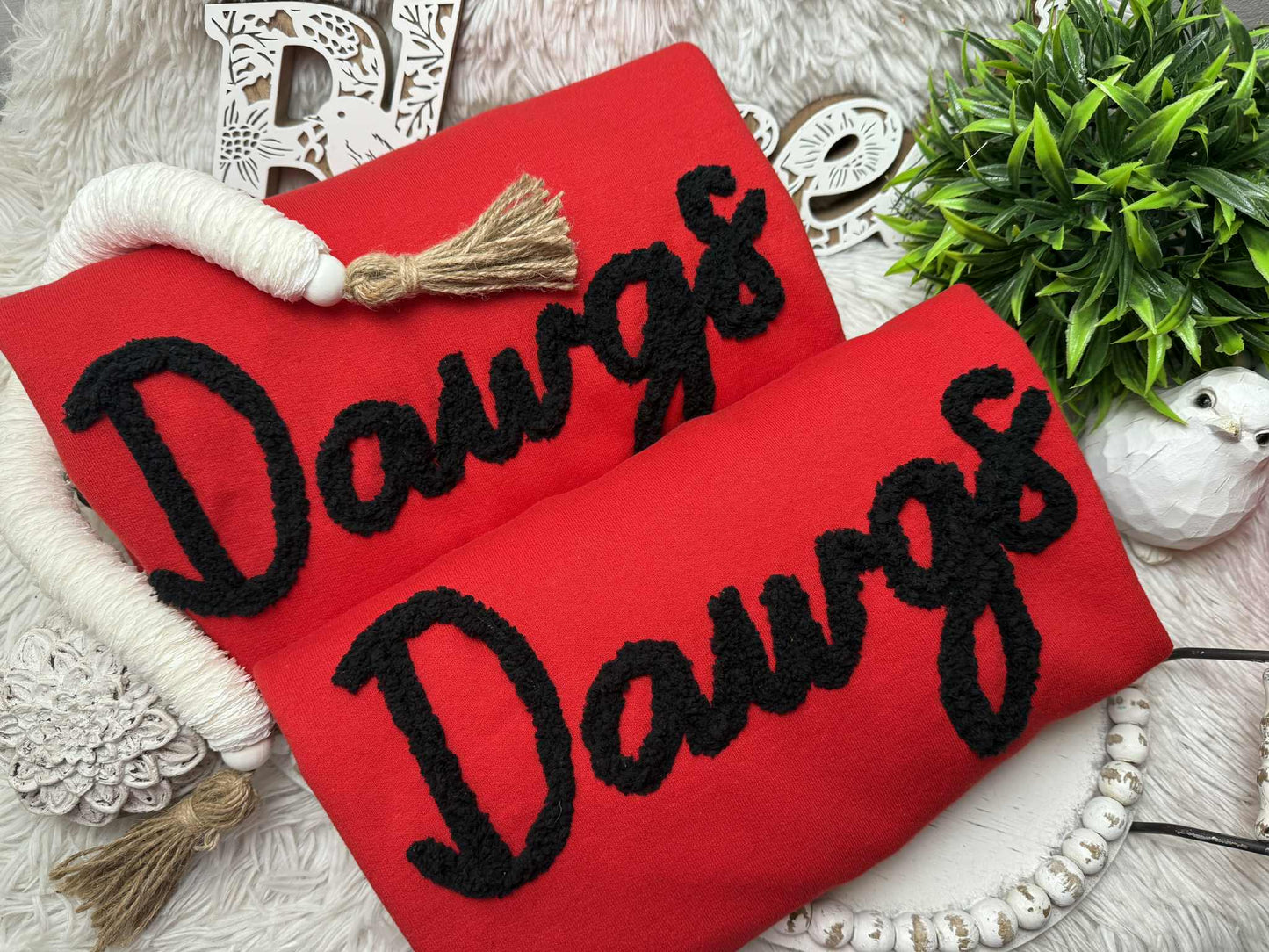 Dawg Sweatshirt with Chunky Chenille Yarn