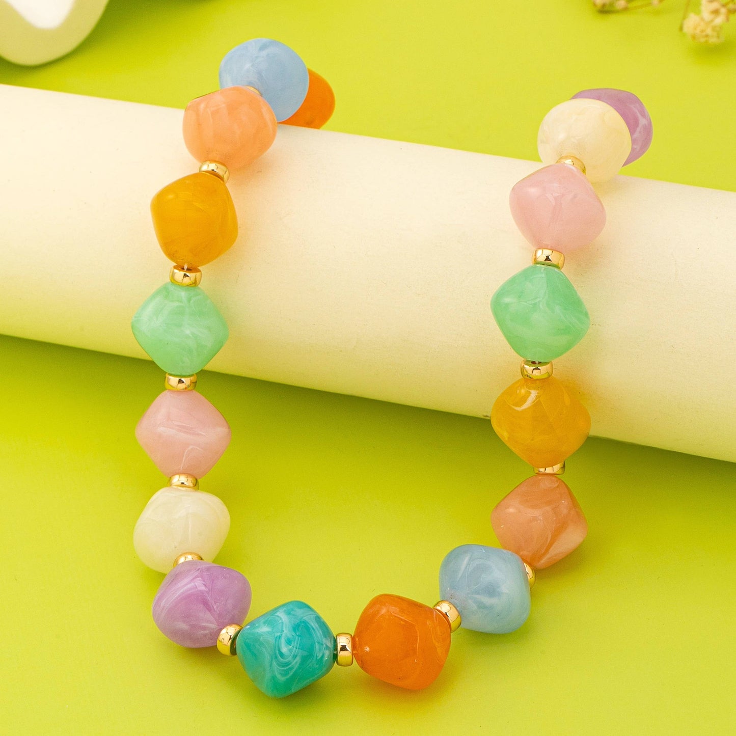 Multicolor Oversized  Pastel Bead Necklace