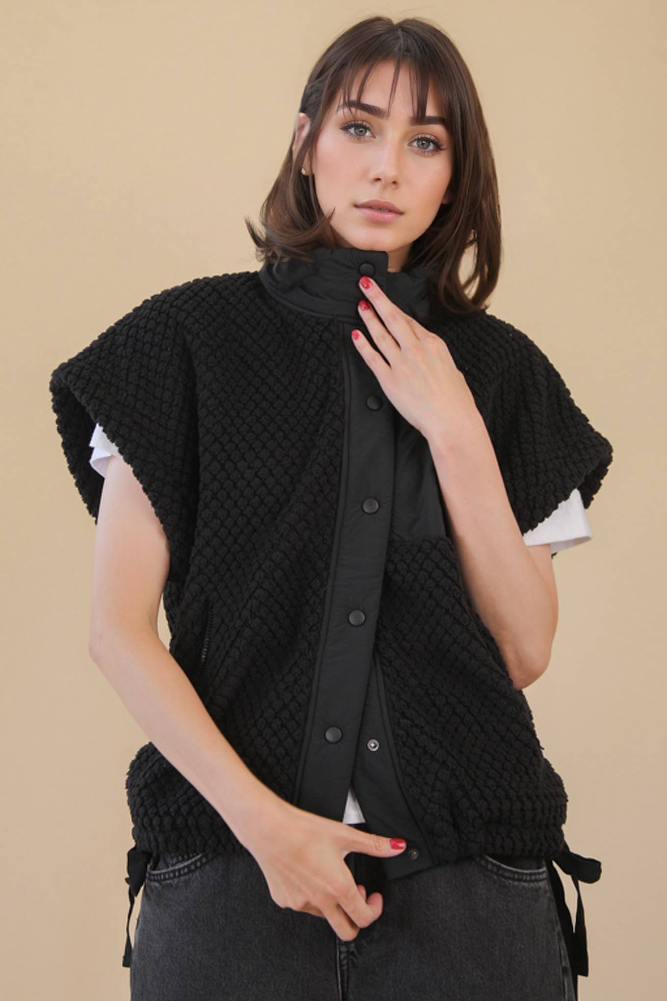 Textured Woven Vest W/ Side Tie