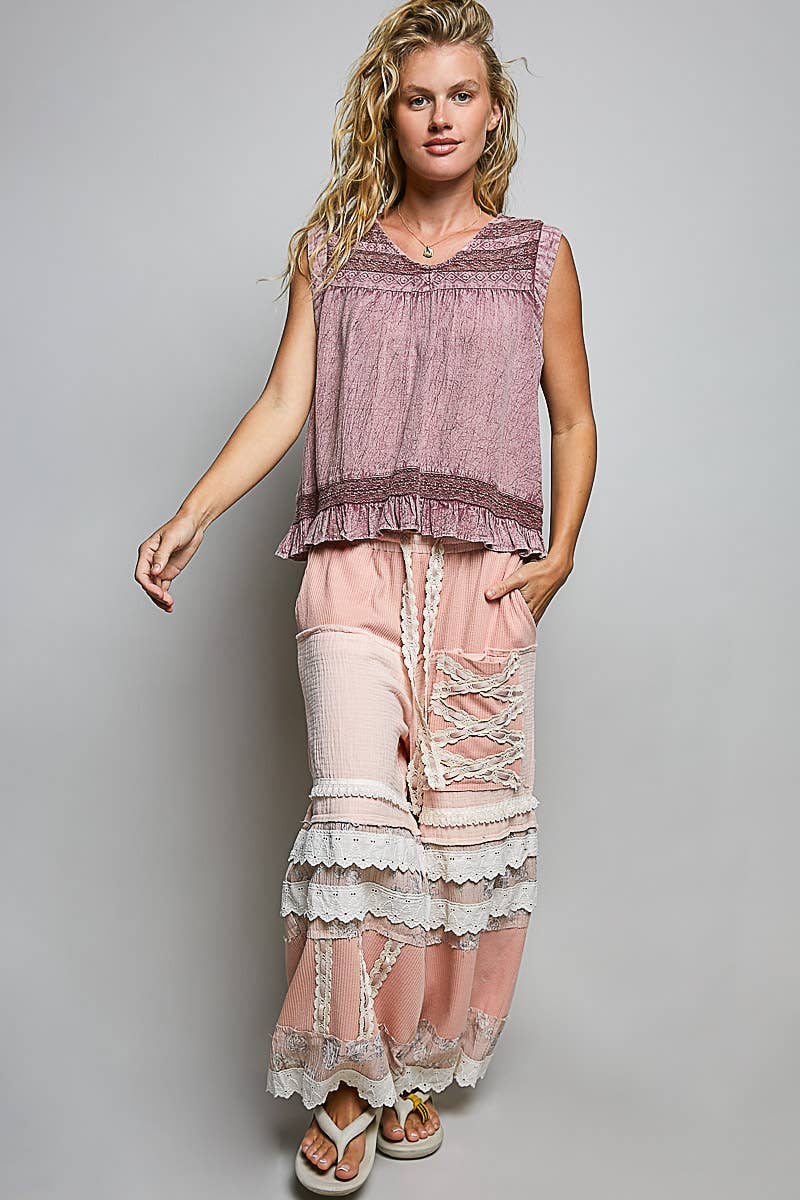 V-Neck Sleeveless Ruffle Top