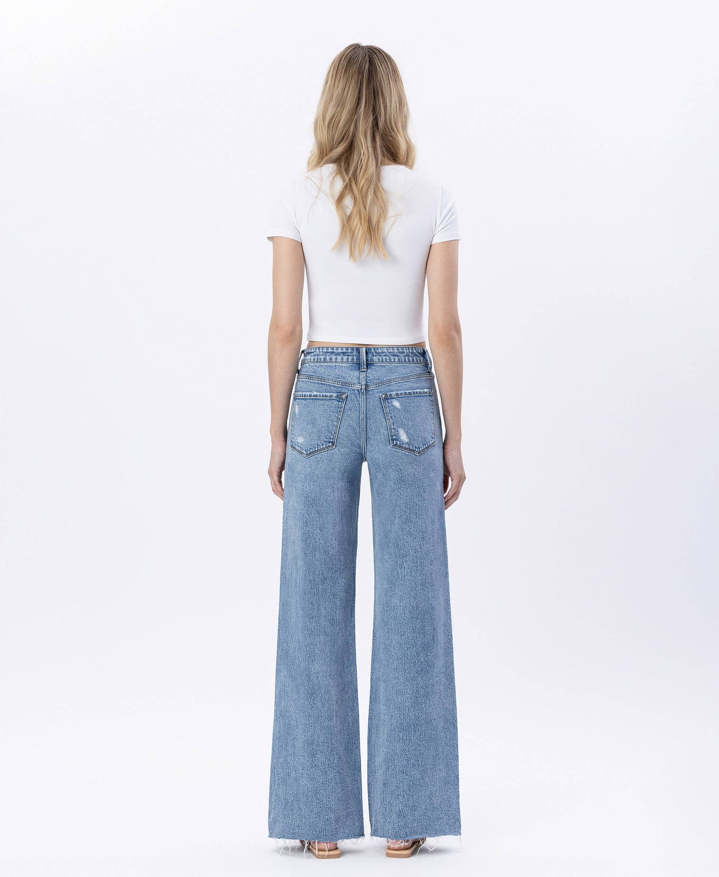 HIGH RISE RAW HEM WIDE JEANS