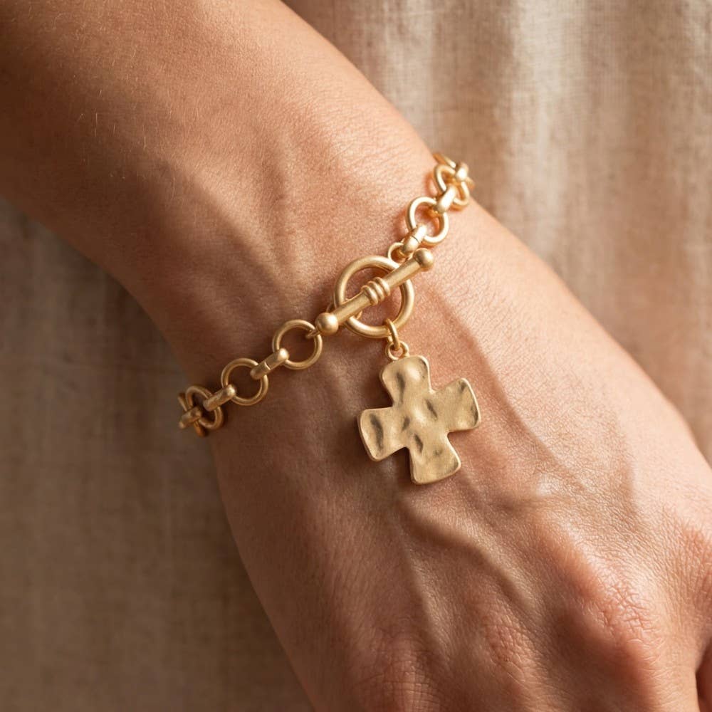 Matte Metallic Cross Bracelet