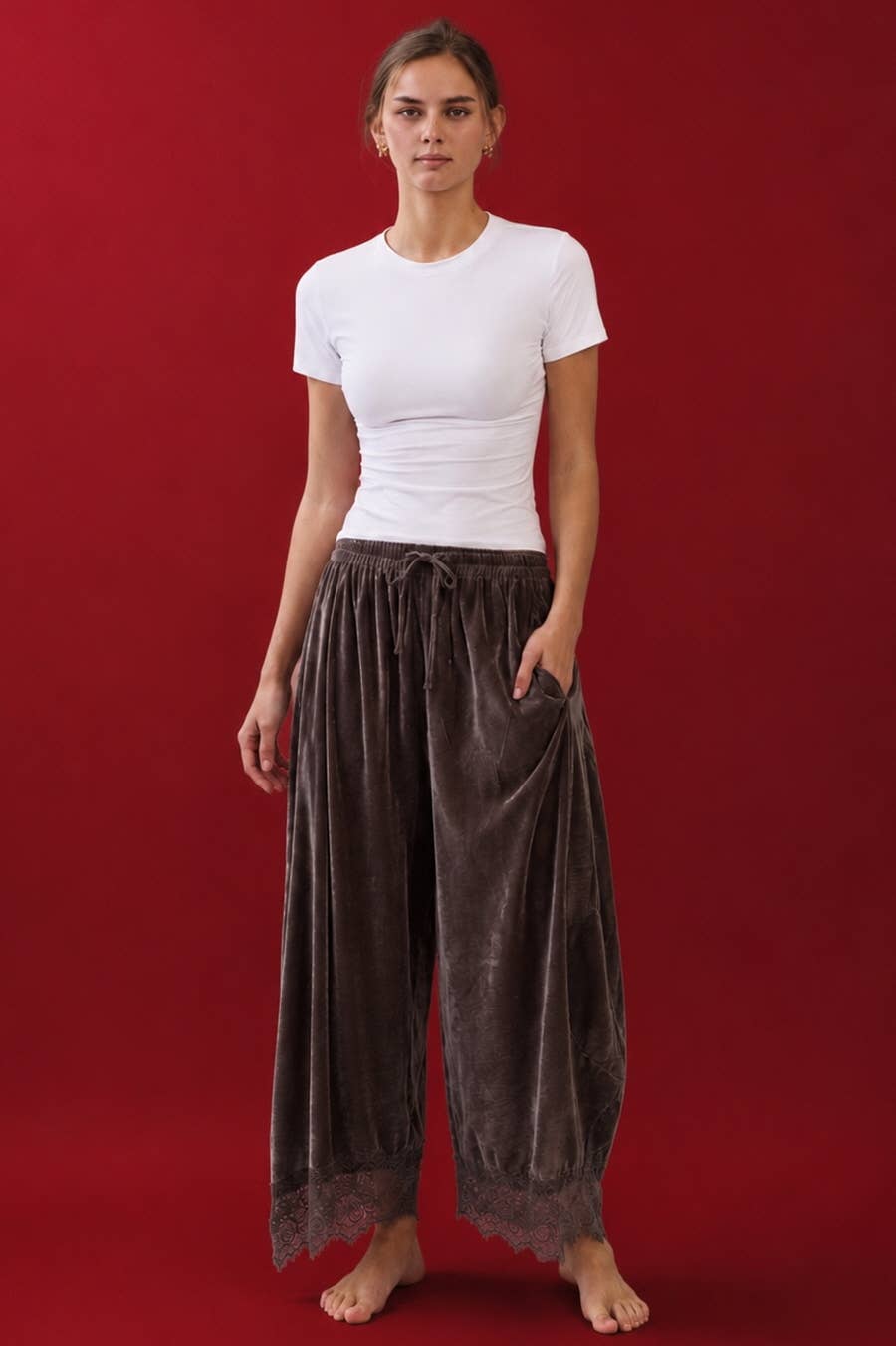 Velvet Wide Leg Pants