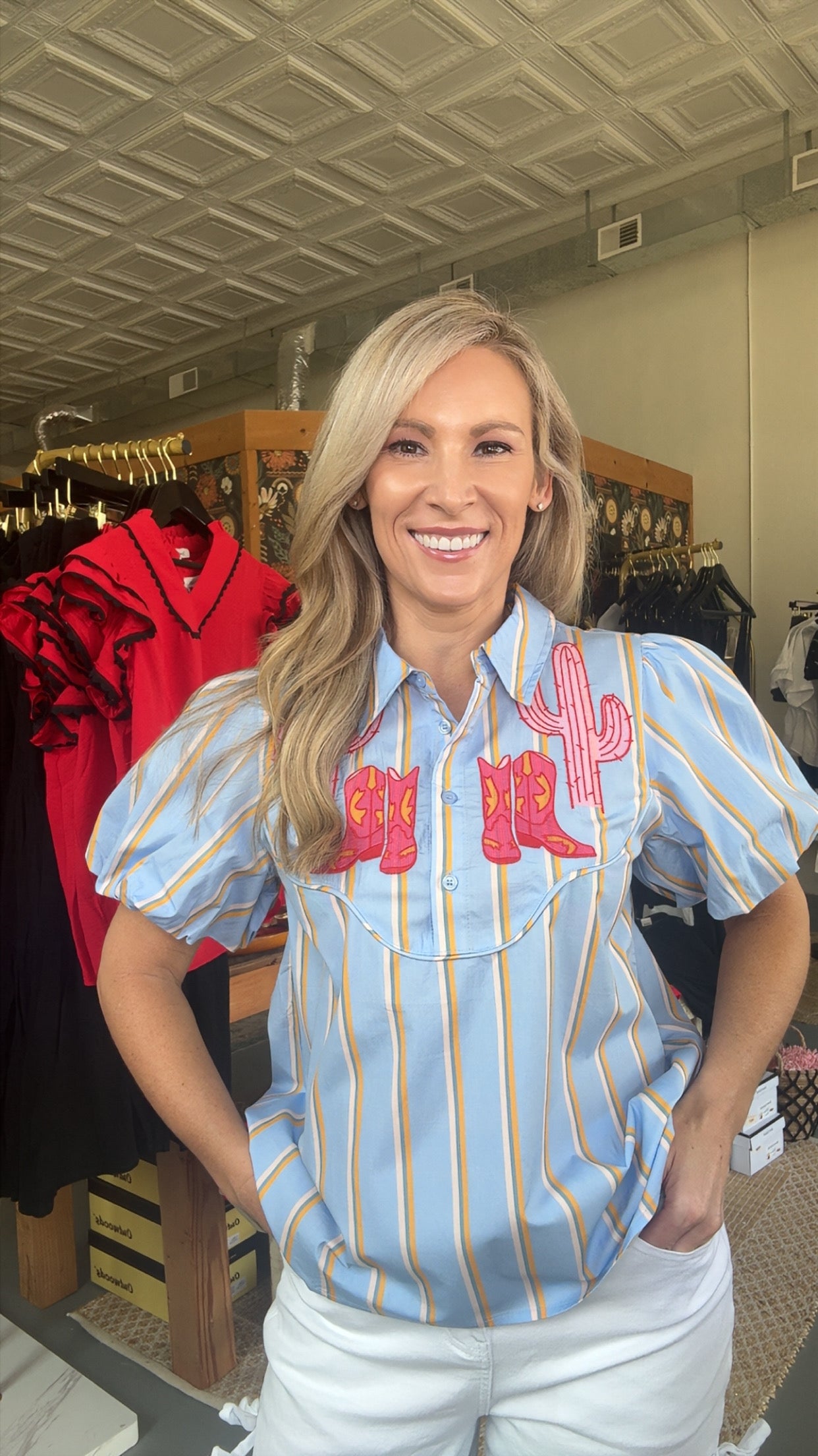 Western Embroidery Accent Top
