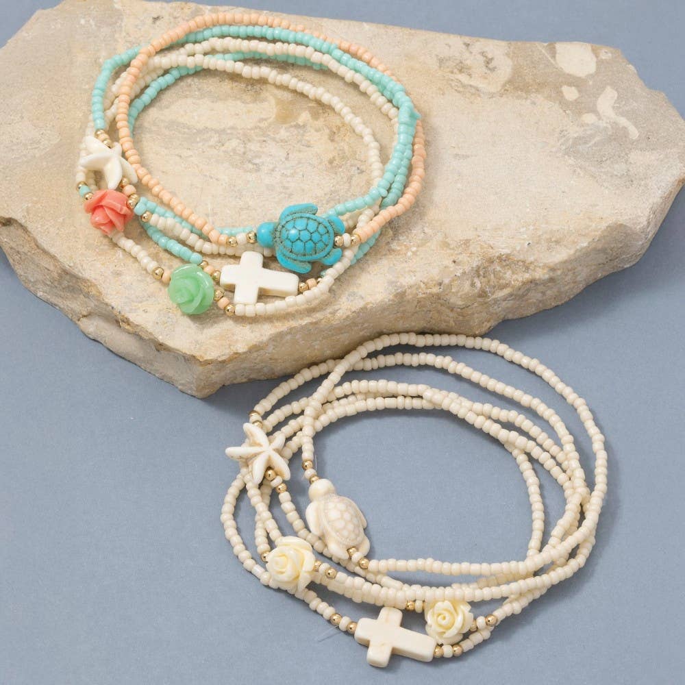 Cross And Sea Life Bracelet Set
