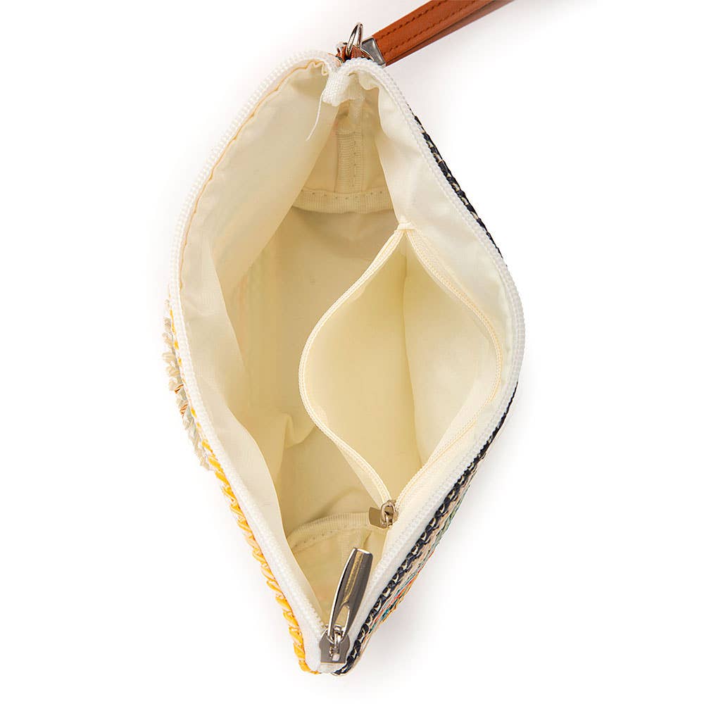 Daisy Multicolor Straw Woven Pouch Bag