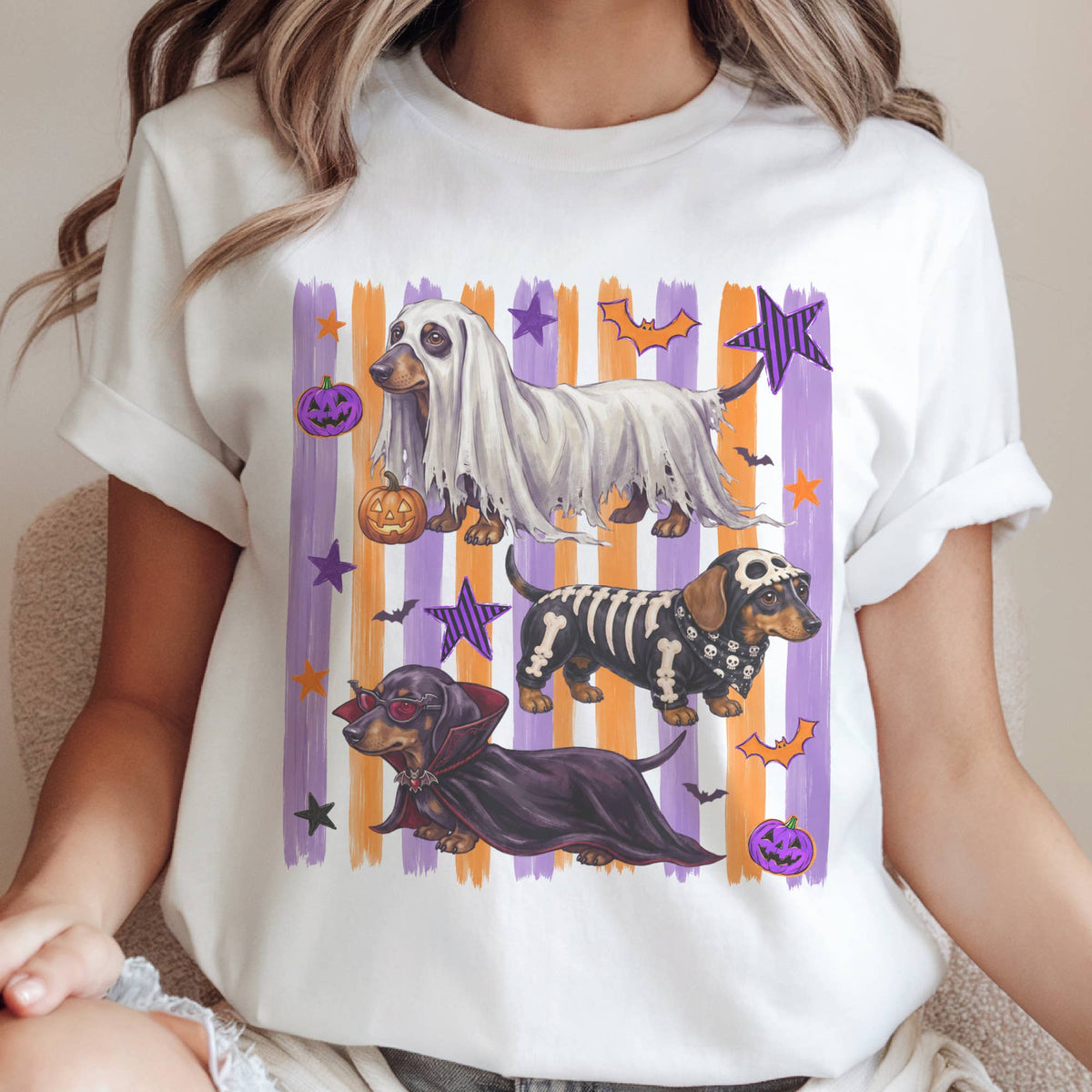 Halloween Dachshund Ghost Graphic Tee