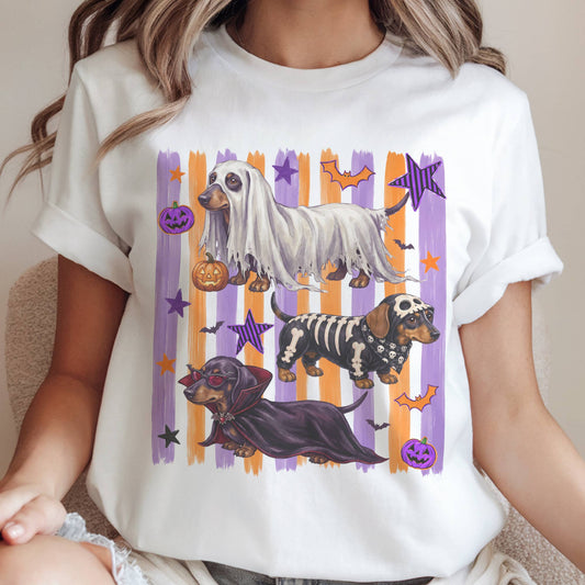 Halloween Dachshund Ghost Graphic Tee