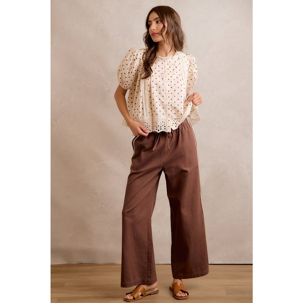 POLKA DOT COTTON LACE BLOUSE