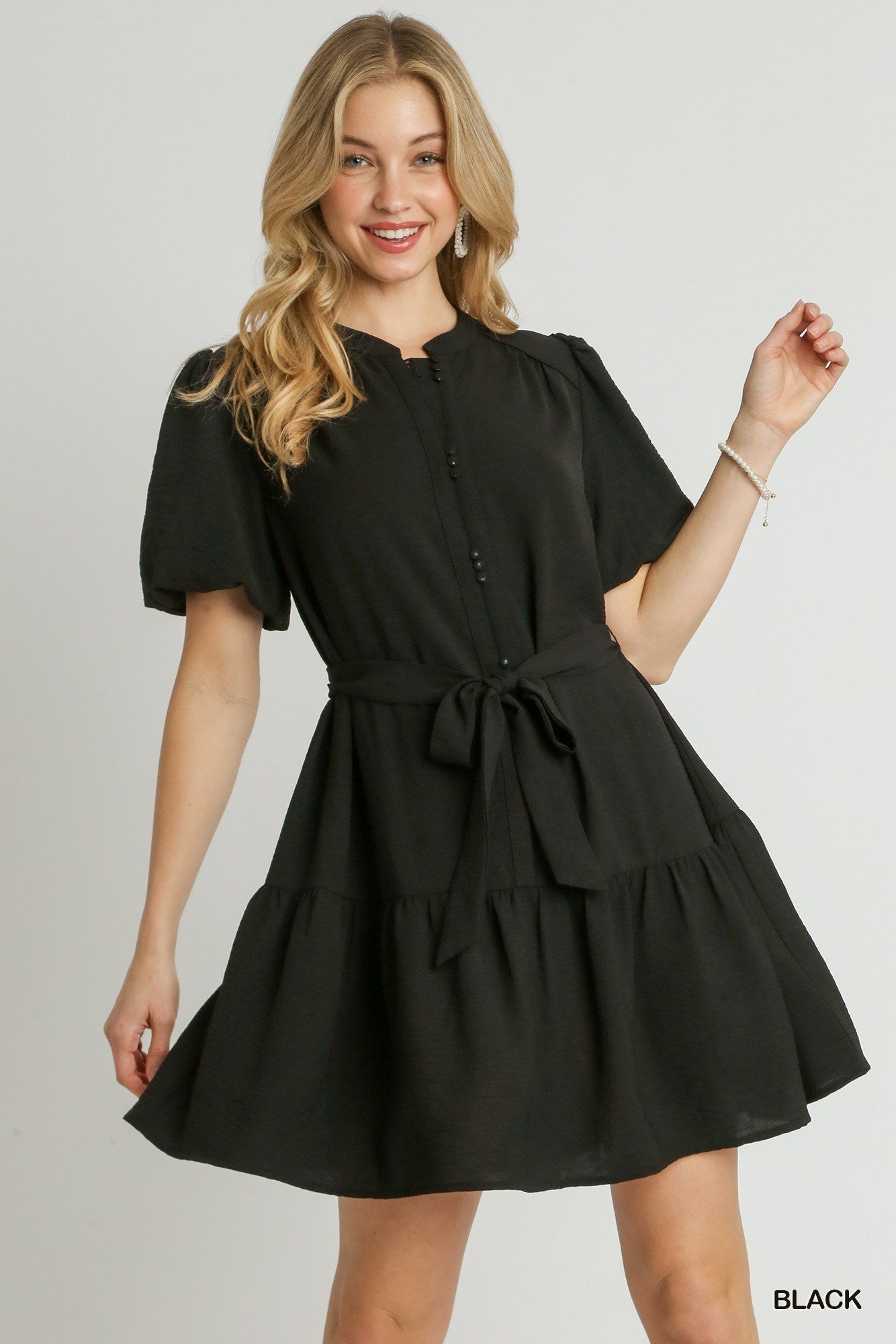 Gathered Button Dress