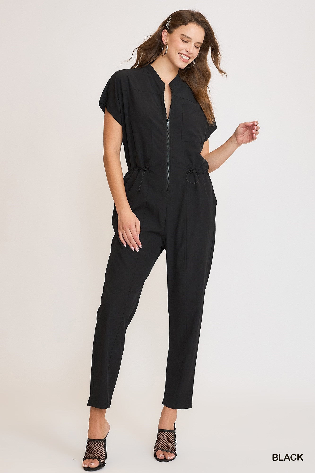 Zip-down Utility Jumpsuit