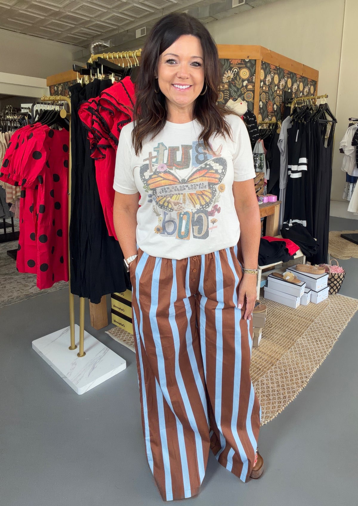 Stripe Wide-Leg Lounge Pants
