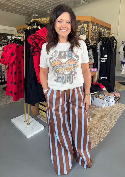 Stripe Wide-Leg Lounge Pants