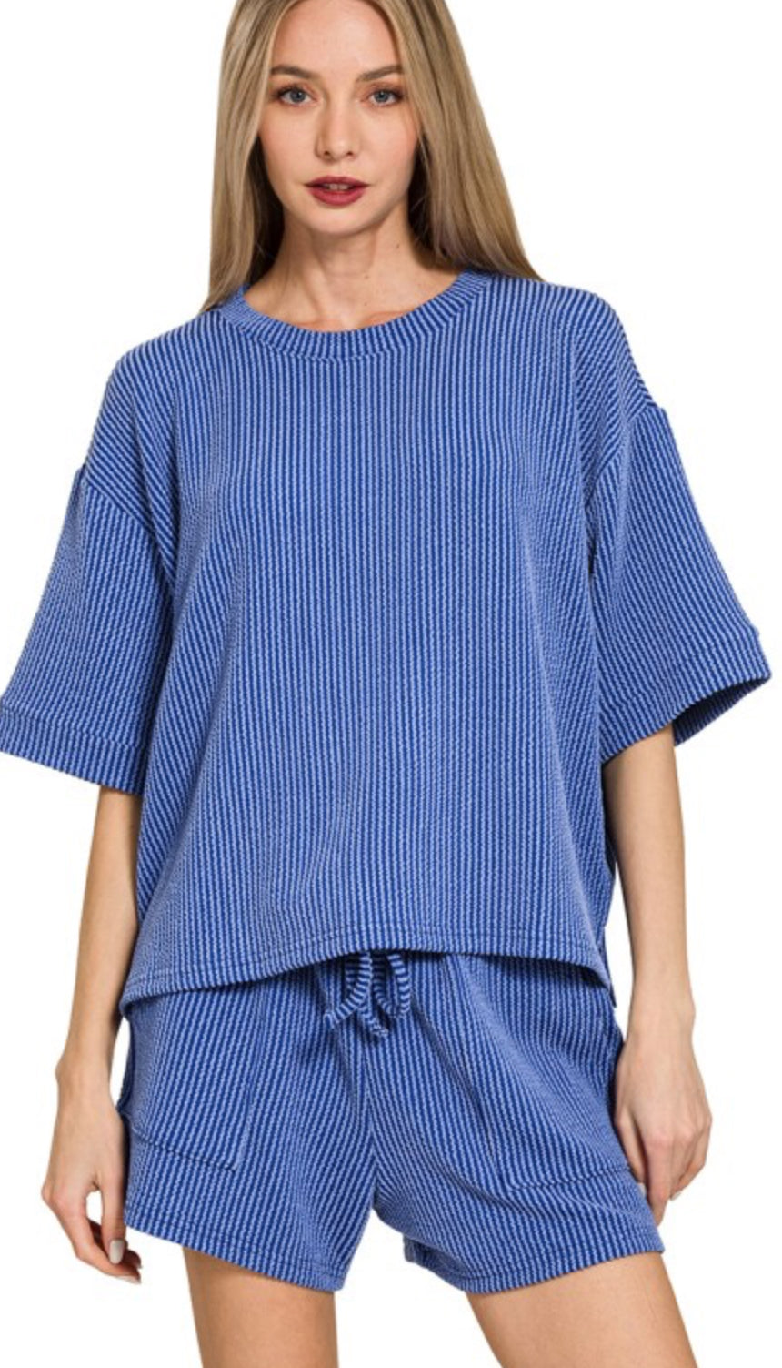 Raised Rib Shorts Set