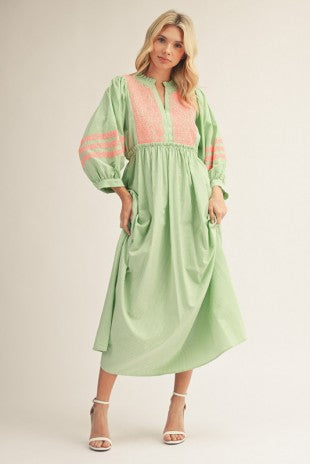 Embroidered Midi Dress