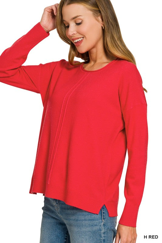 Double Seam Round-neck Sweater