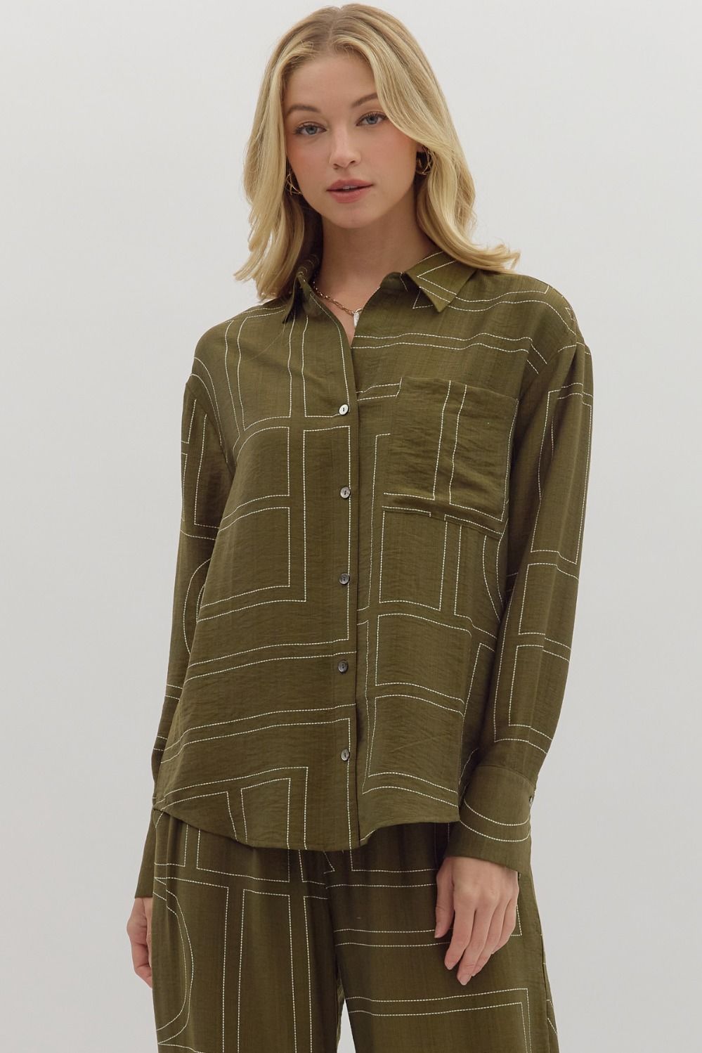 Abstract Collar Button Front Shirt
