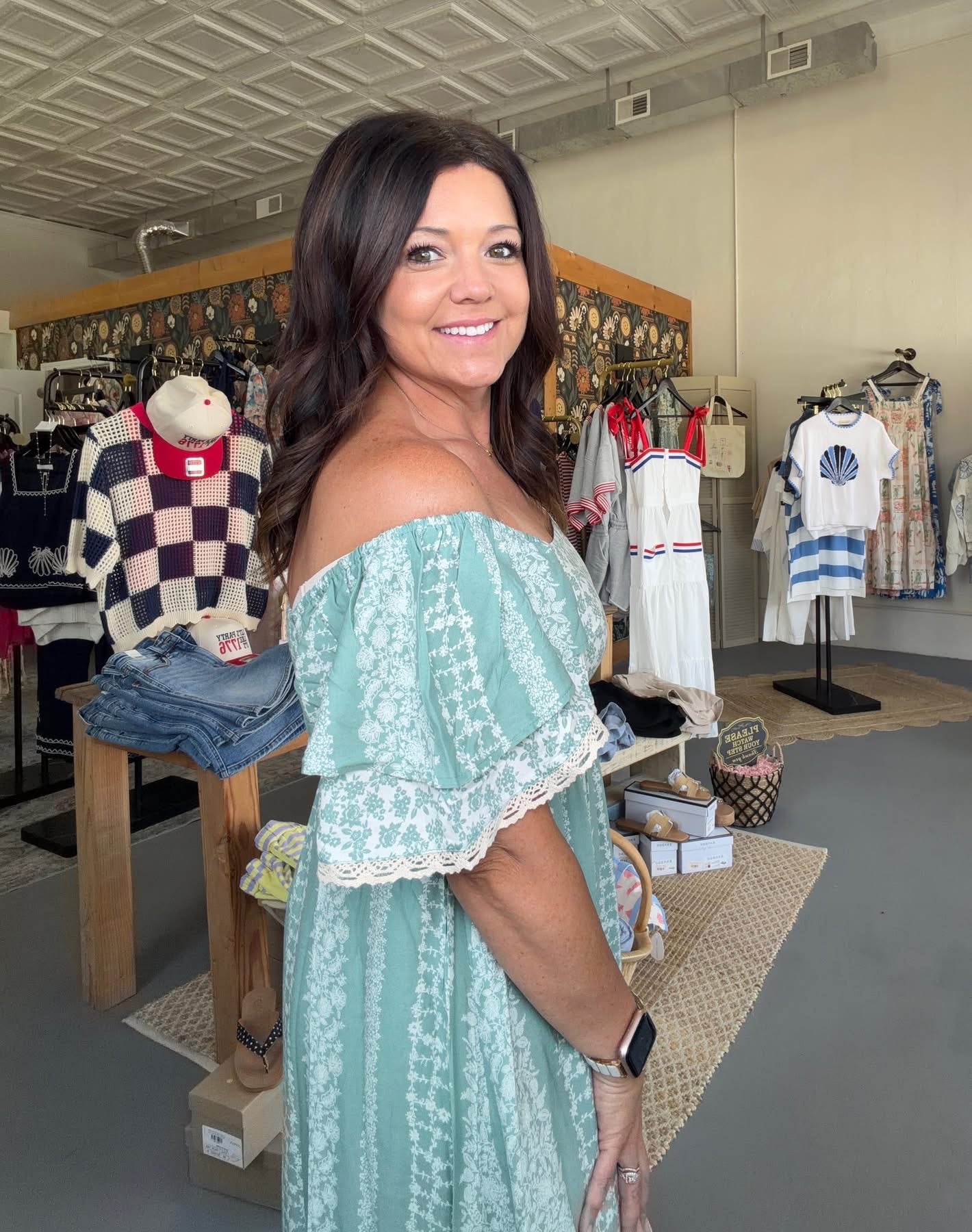 Floral Border Print Flutter Sleeve Maxi Dress