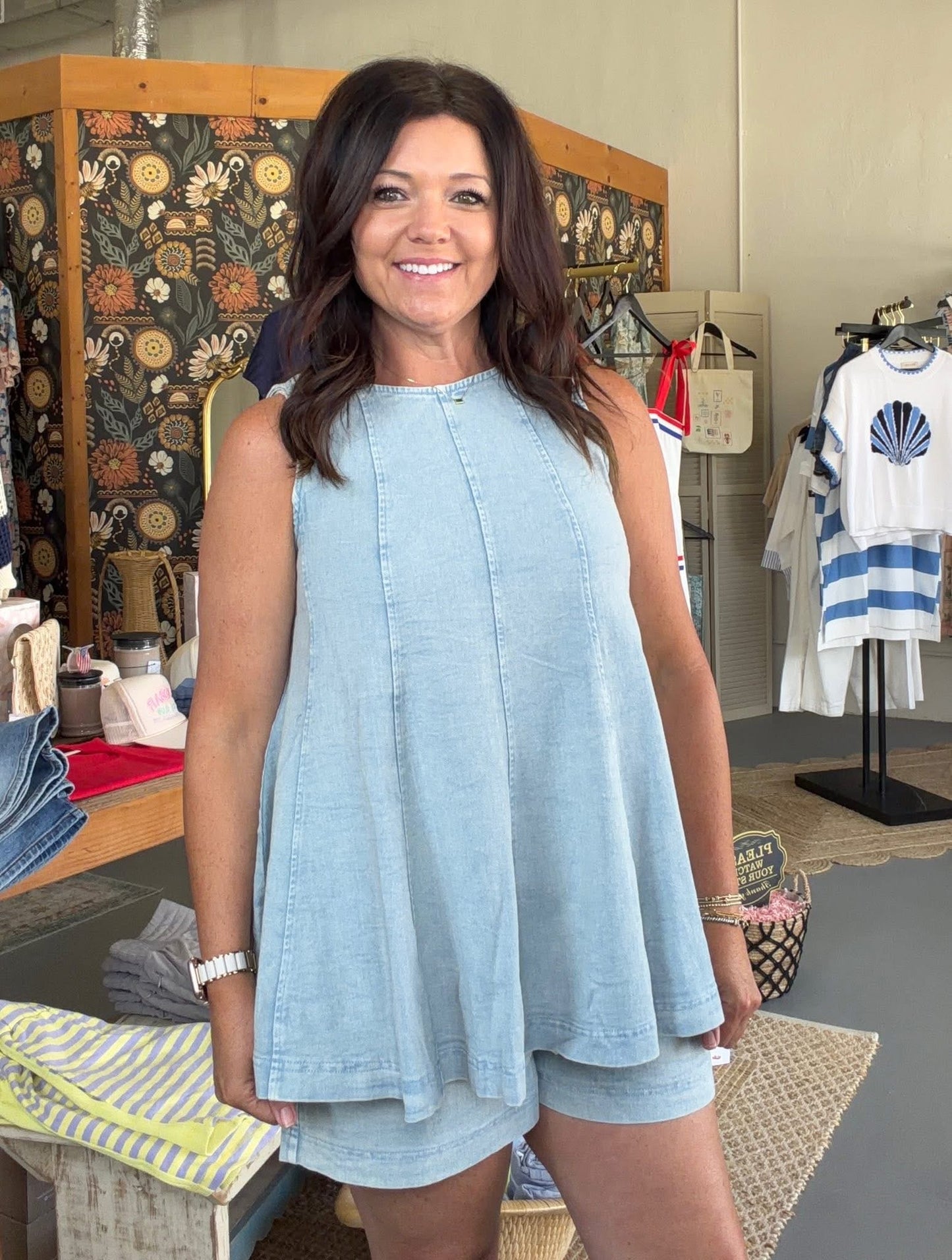 DENIM TOP & SHORTS SET