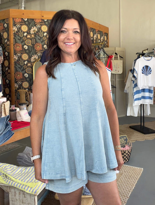 DENIM TOP & SHORTS SET
