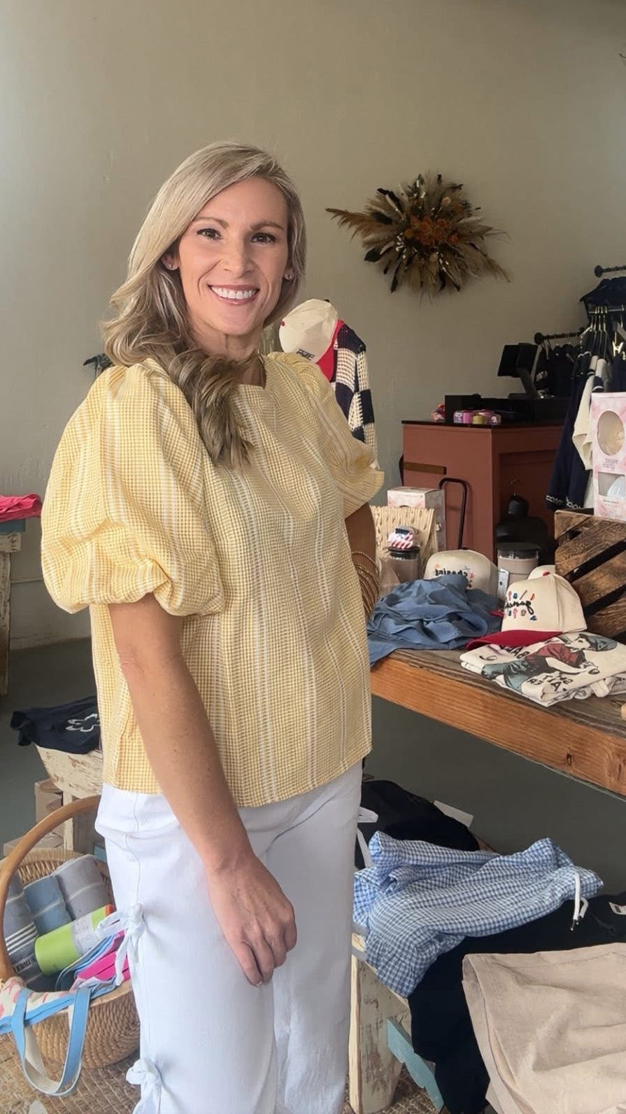 V-Back 2 Bow Accent Plaid Blouse Top