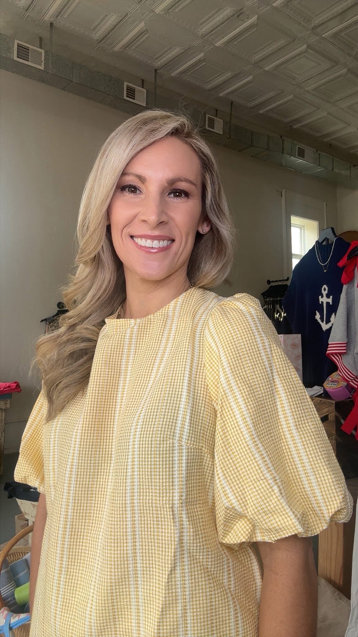 V-Back 2 Bow Accent Plaid Blouse Top
