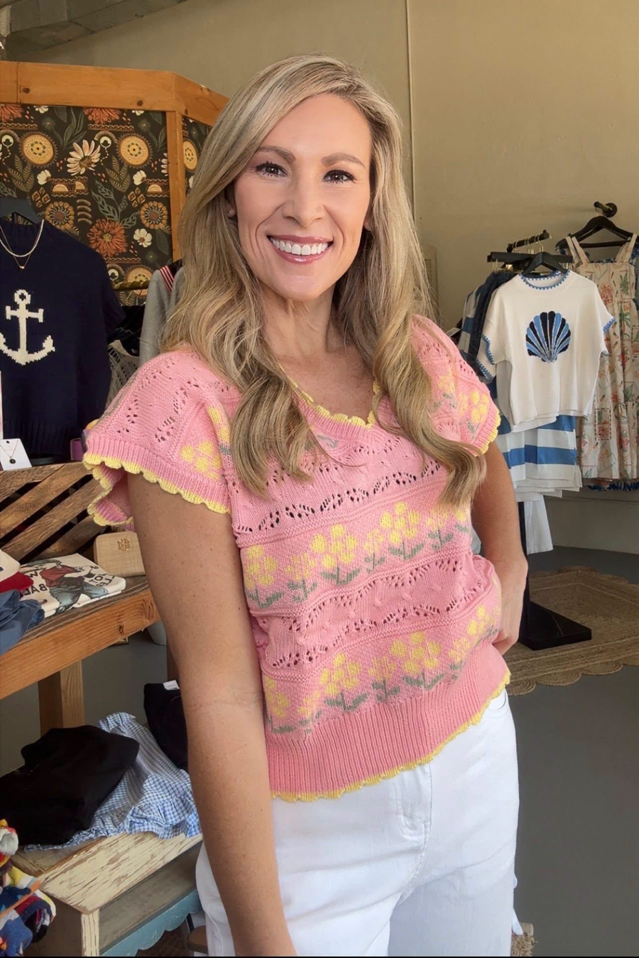 Floral Graphic Knit Sweater Vest