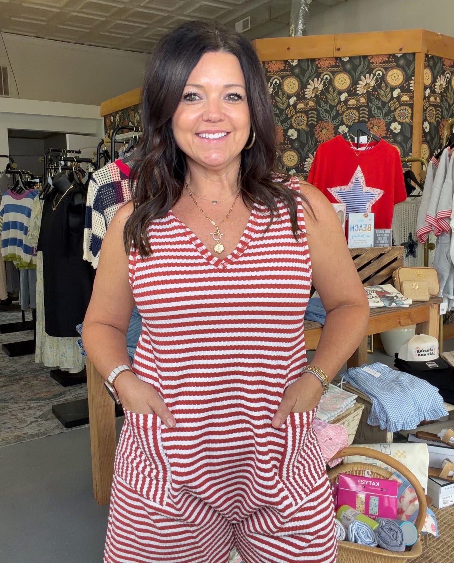 Striped Knit Comfy Romper