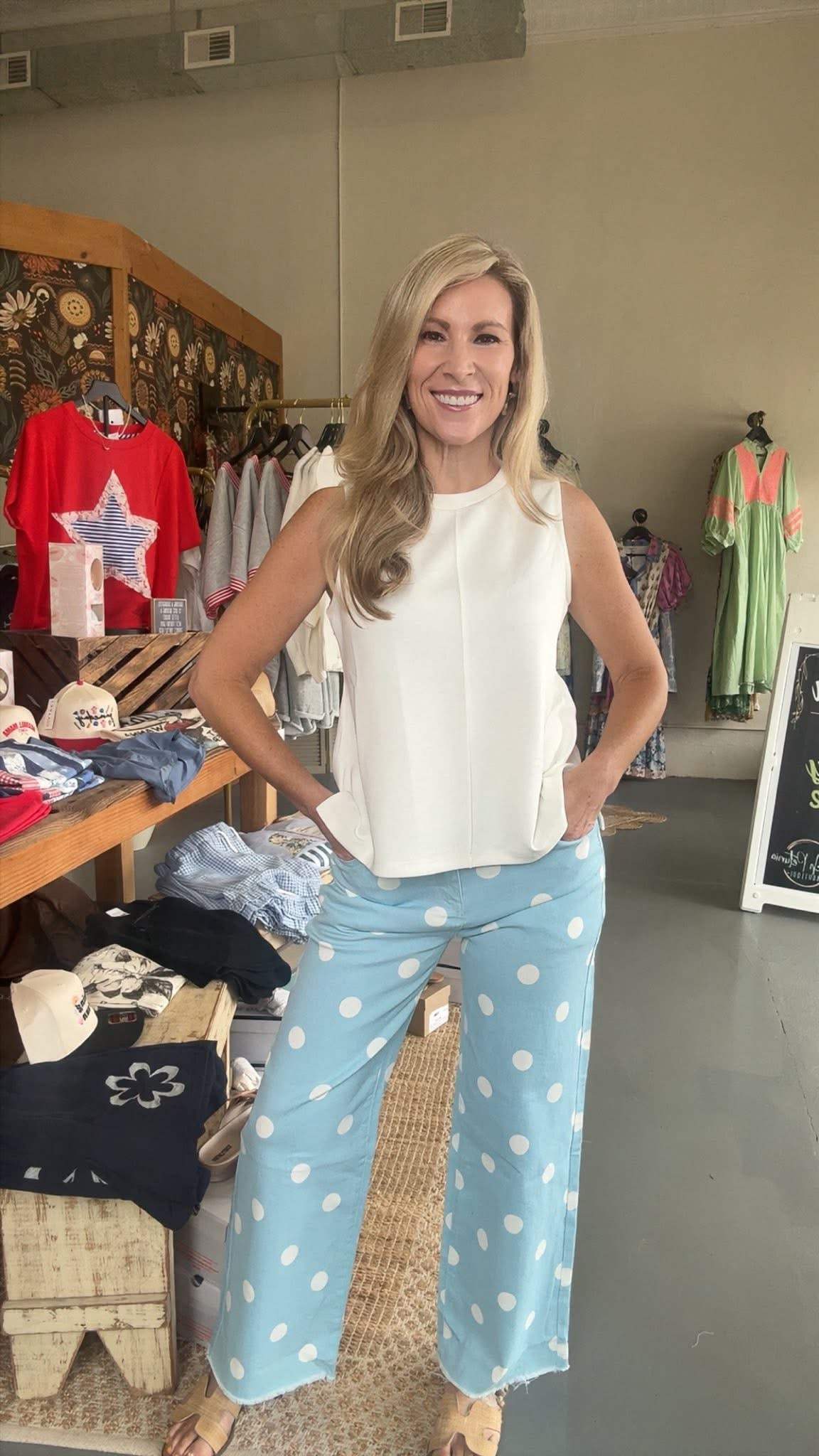 Polka Dot Frayed Edge Jeans