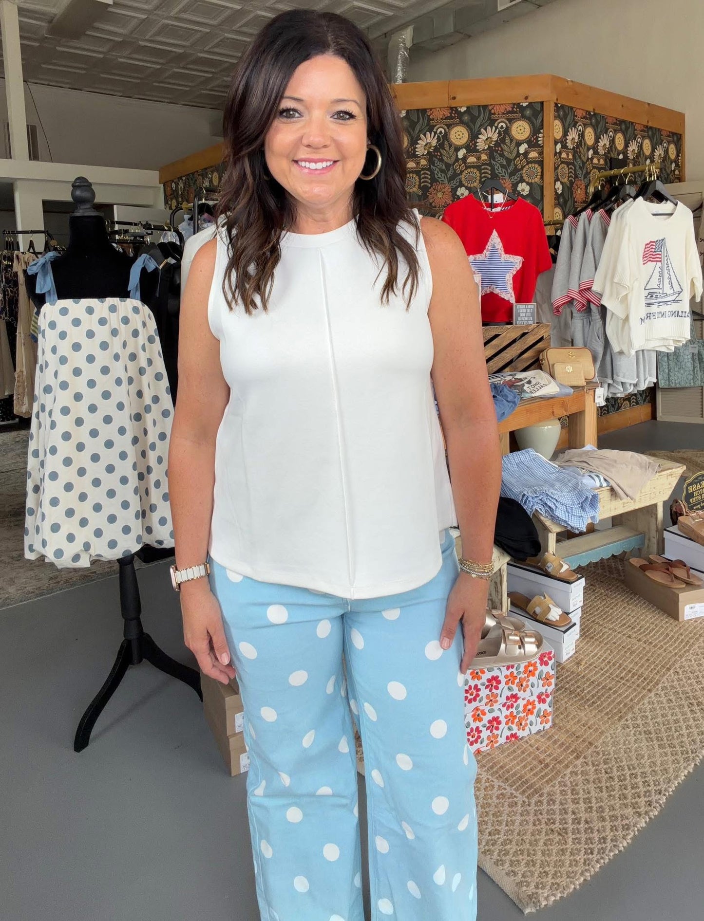 Polka Dot Frayed Edge Jeans