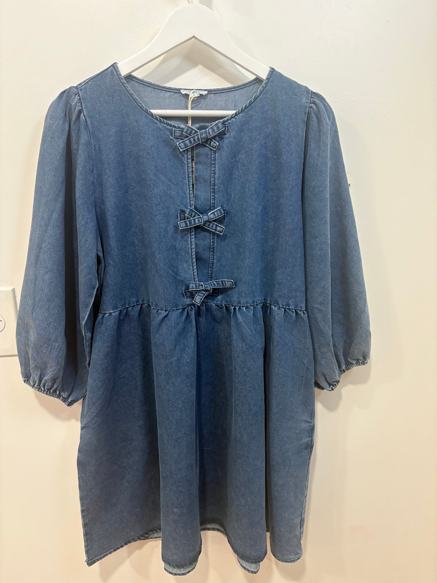 Washed Denim Tie Dress