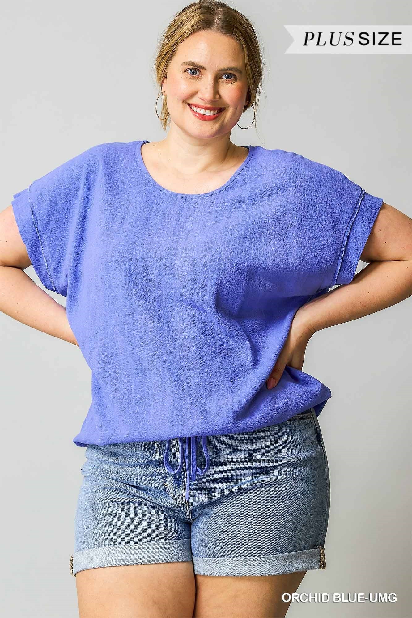 Draw-string linen blend shirt