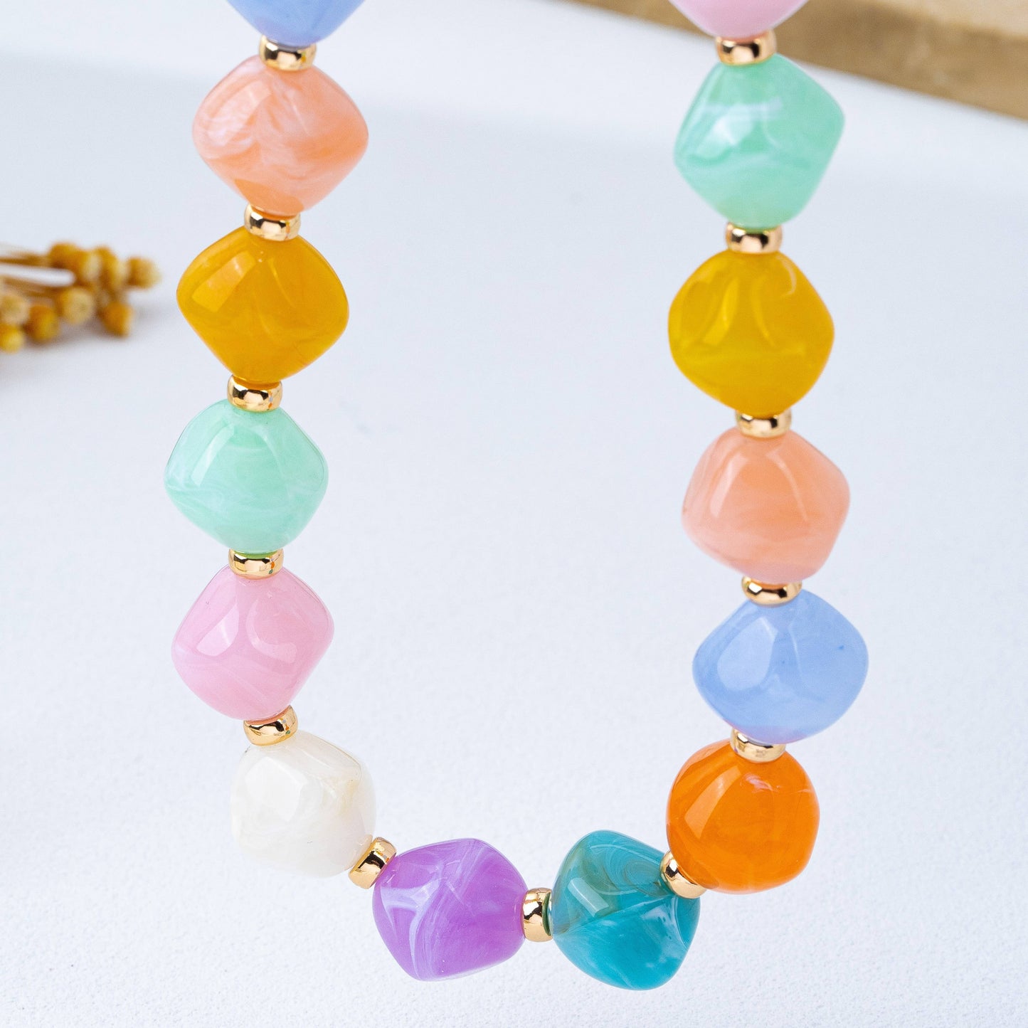 Multicolor Oversized  Pastel Bead Necklace