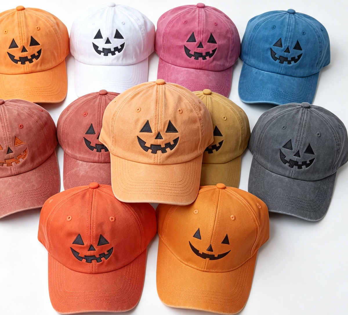 Pumpkin Face Embroidery Halloween Baseball Cap