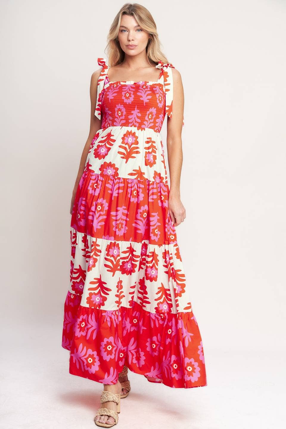 Blue Printed Woven Maxi Dress