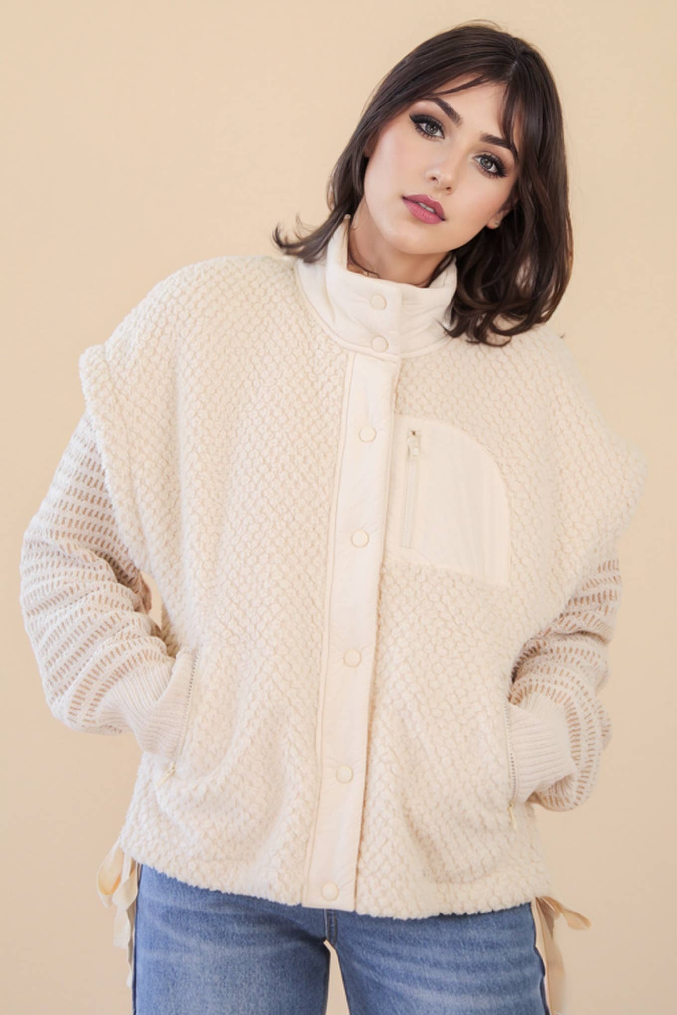 Textured Woven Vest W/ Side Tie