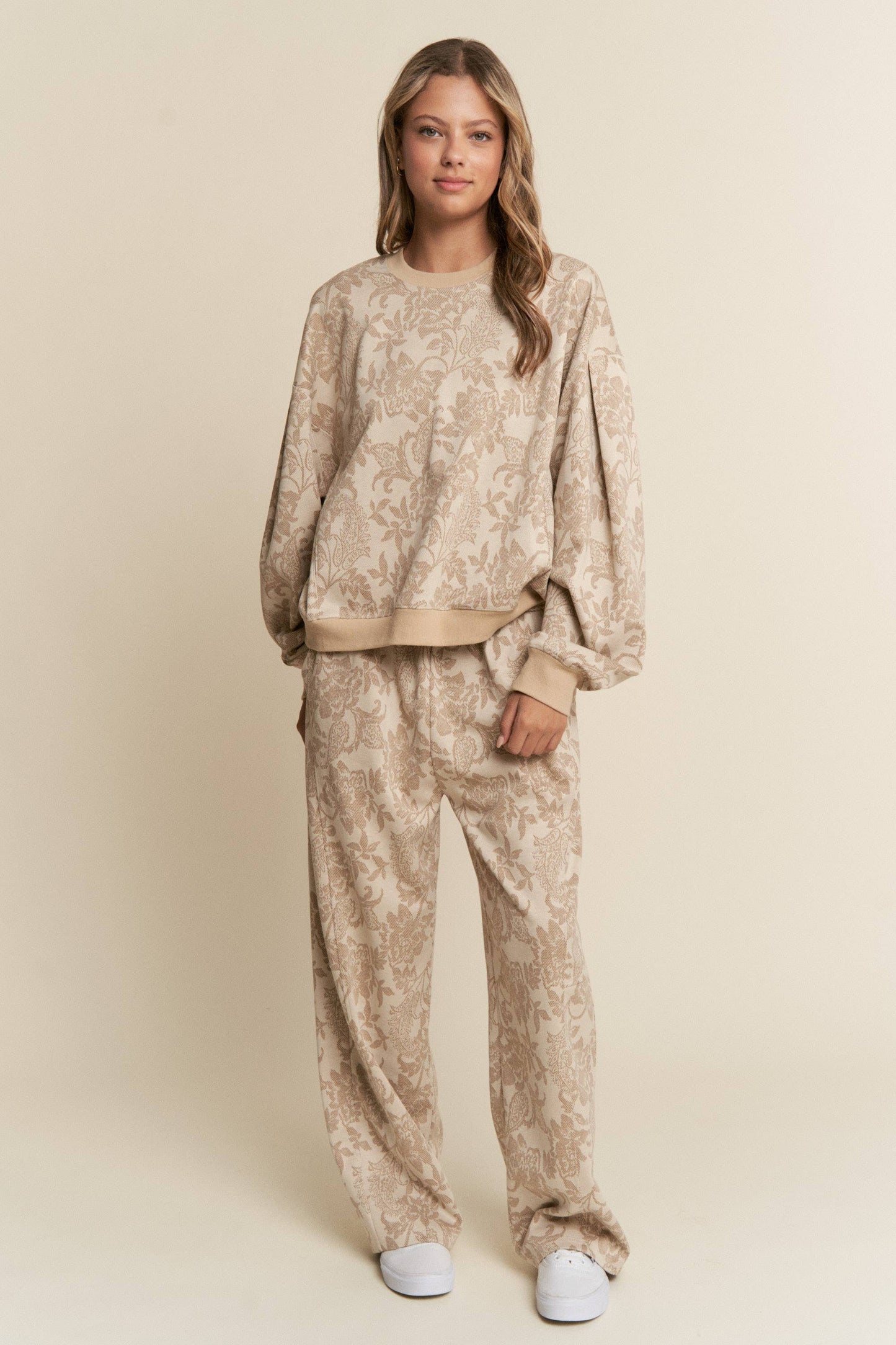 Floral Print Drop Shoulder Long Sleeve Sweater