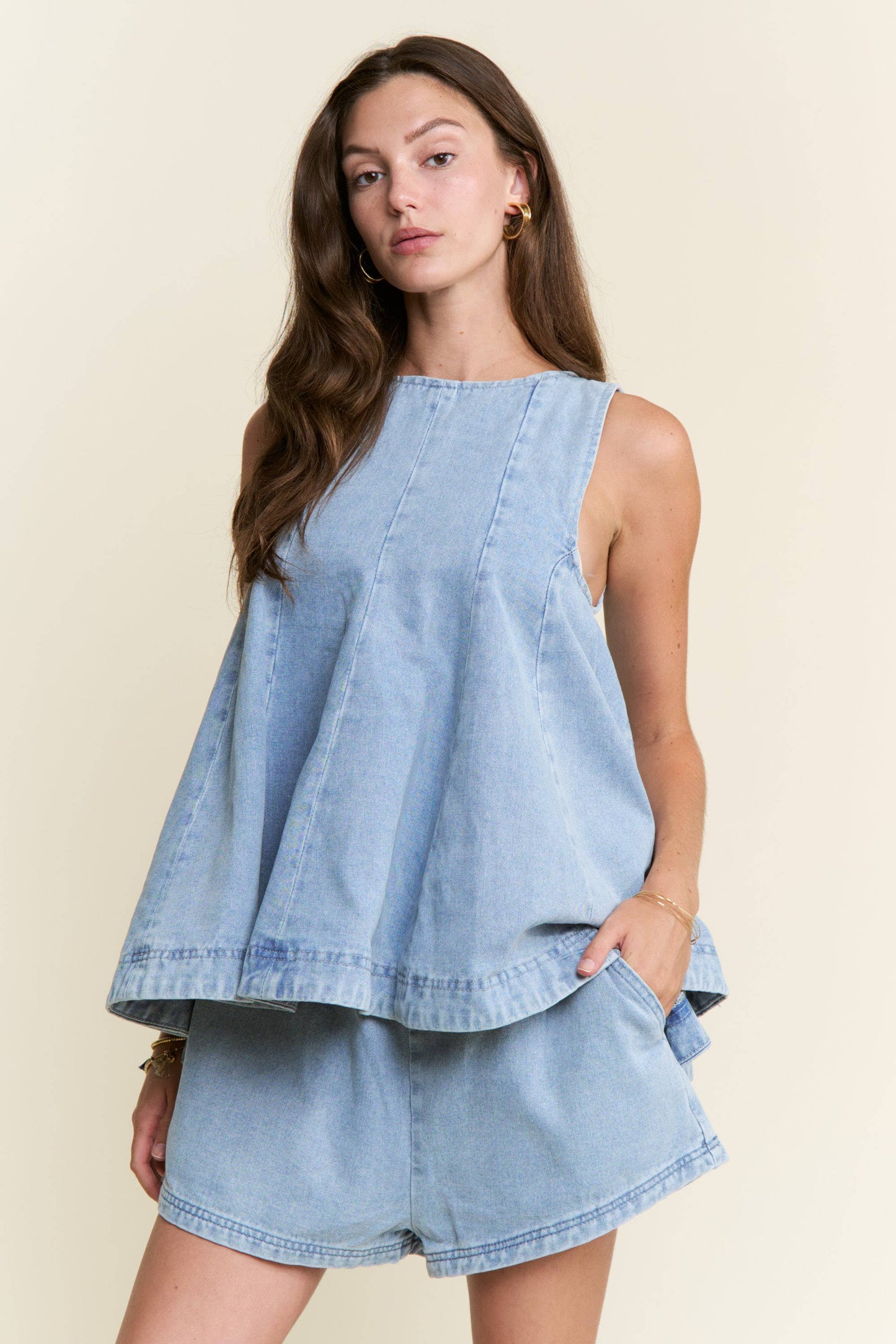 DENIM TOP & SHORTS SET